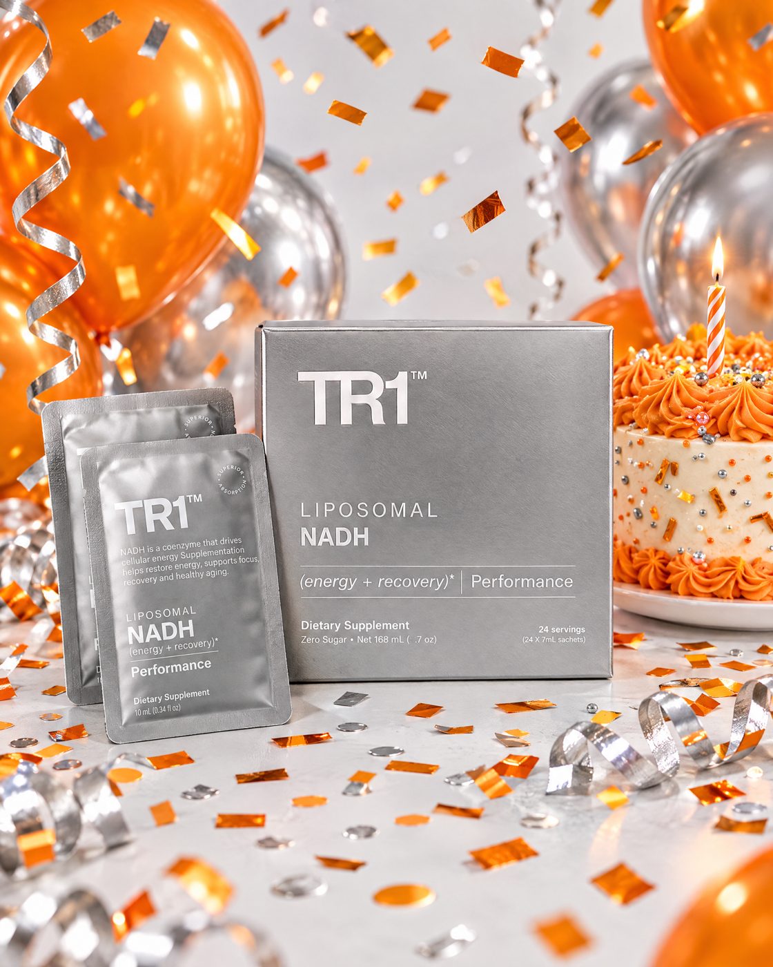 TR1 box with birthday cake and confetti