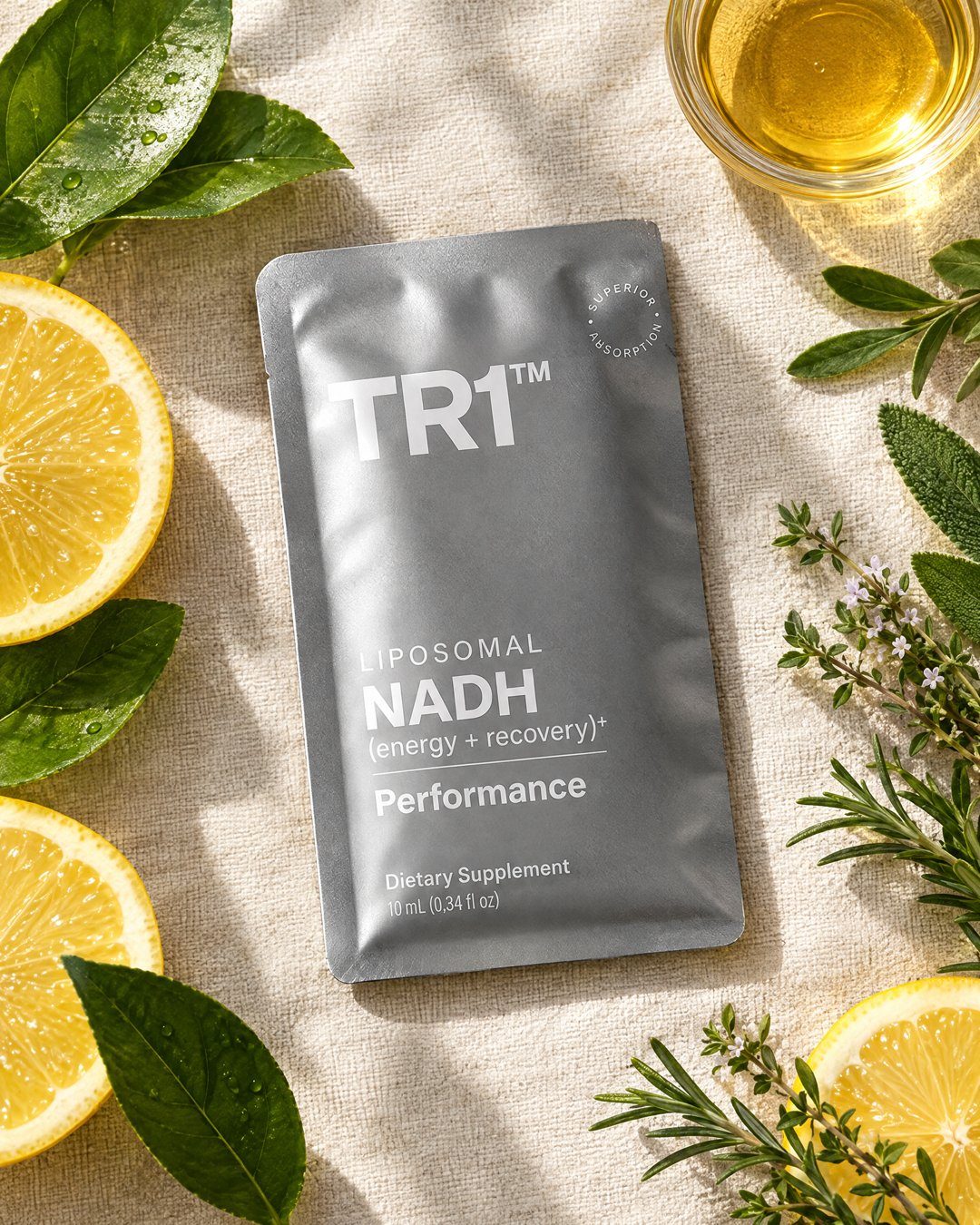 TR1 sachet with fresh botanicals